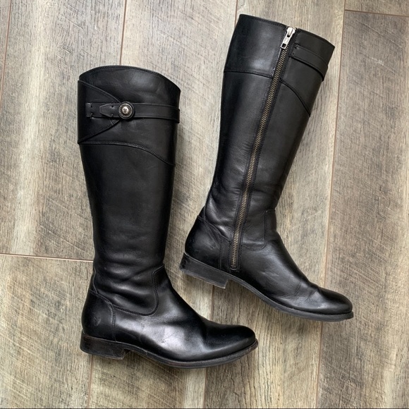 Frye Molly Button Black Leather Tall Riding Boot 7 1/2B - Picture 2 of 12